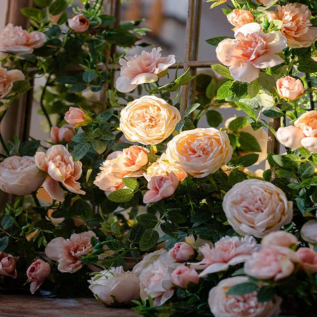 Wholesale artificial pink rose rattan for Wedding Decoration Artificial  Wedding Arch Flowers