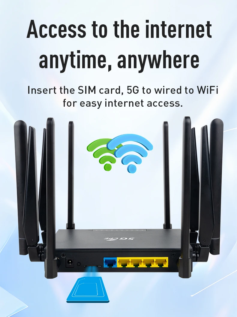 5G промышленный беспроводной маршрутизатор WIFI6 со слотом для sim-карты с 10 * внешними антеннами 5g lte sim-карта
