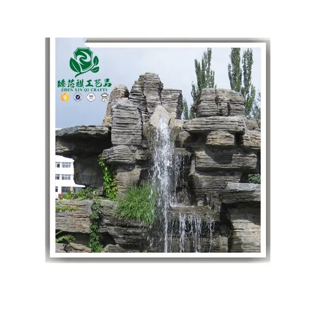 Zhen xin qi crafts  Landscaping Decoration for Garden artificial fiberglass garden rock water fountain