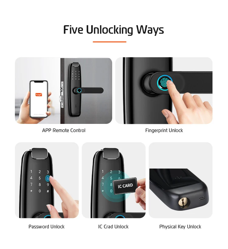 TUYA APP  8 Language Voice  WiFi Security Performance Waterproof Lock Wifi Digital Smart Door Lock