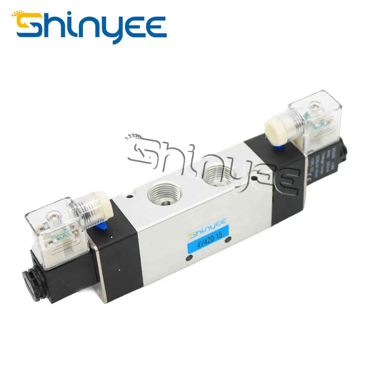 SHINYEEPNEUMATIC popular product 4v420 15 solenoid valve 4V420-15 3/2 pneumatic valve 24v solenoid valve 24v dual
