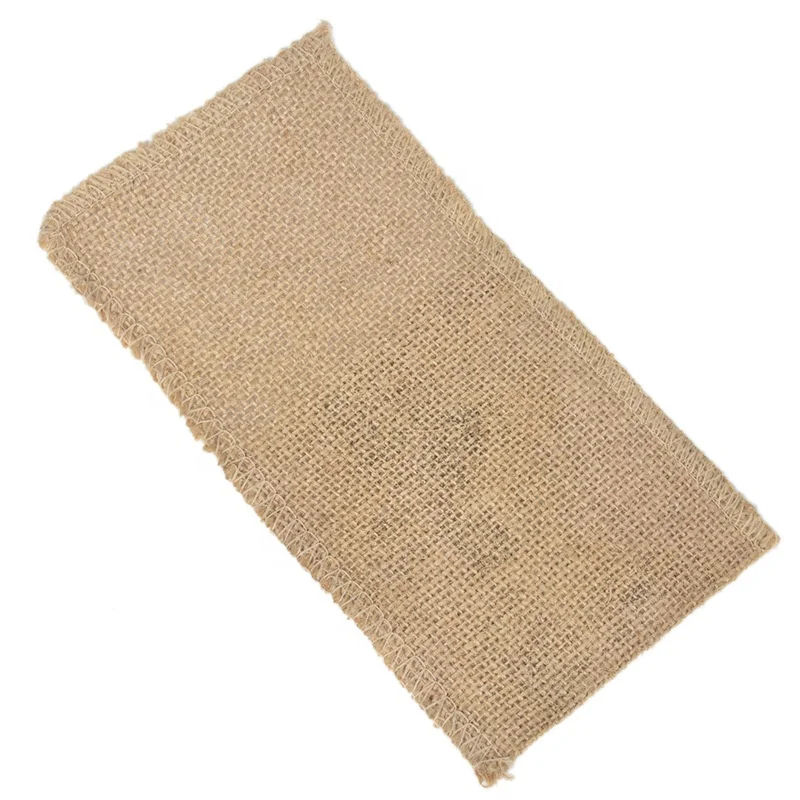 Burlap Lace Cutlery Holders Vintage Rustic Hessian Jute Pocket Knife and Fork Bag for Wedding Party Decoration