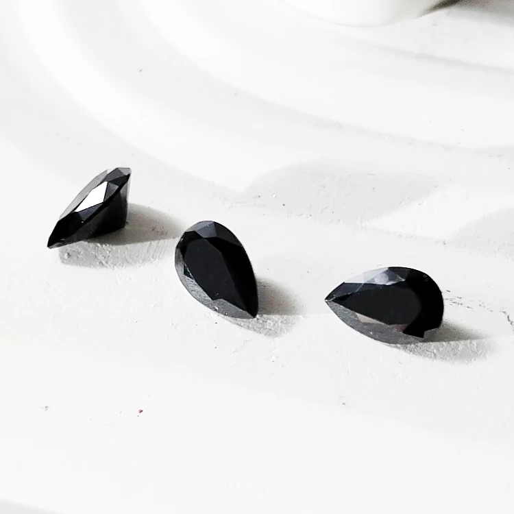 SICGEM Factory Price 1.5 2.5 MM Pear Black Loose Moissanite Melee Gems