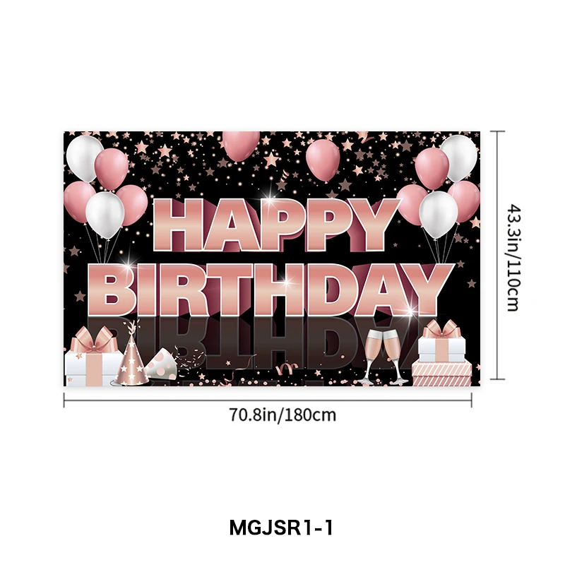 Rose Gold Happy 30th 50th Birthday Banner Backdrop Decorations for Girls Women Pink Happy Birthday Theme Party Sign Supplies