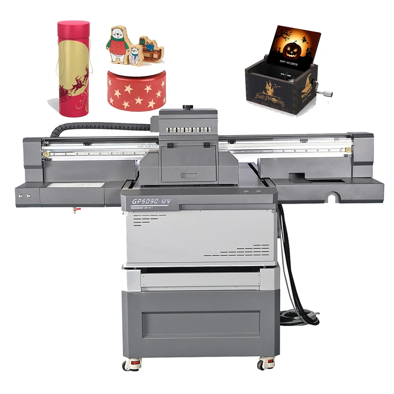 3D Varnish Digital UV Print 6090 G5i Print Head Flatbed UV Printer A1 with Cylinder Axis for Bottle Sticker