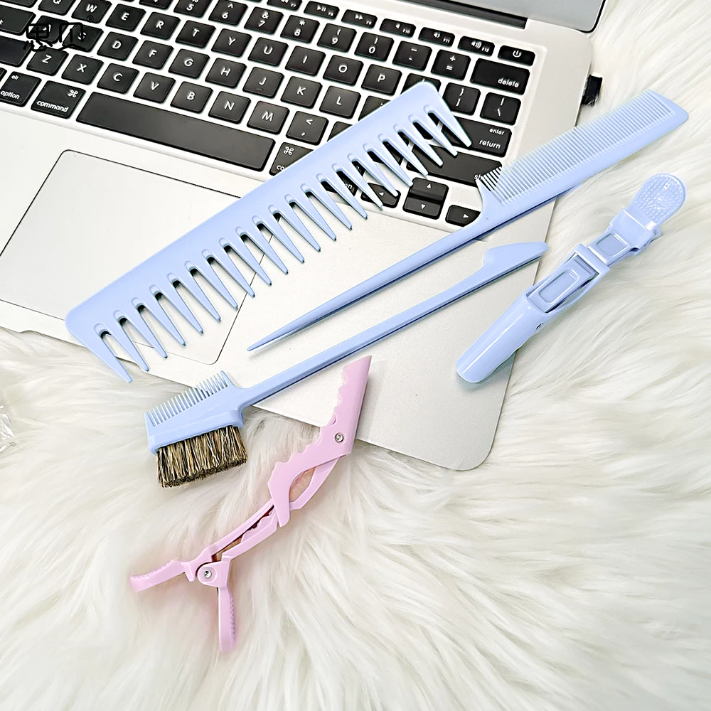 Two Colors High Quality ABS Hot Sale Hair Dressing Set Hair Clips Wide Tooth Comb and Teasing Comb 3 in 1 Edge Brush Series