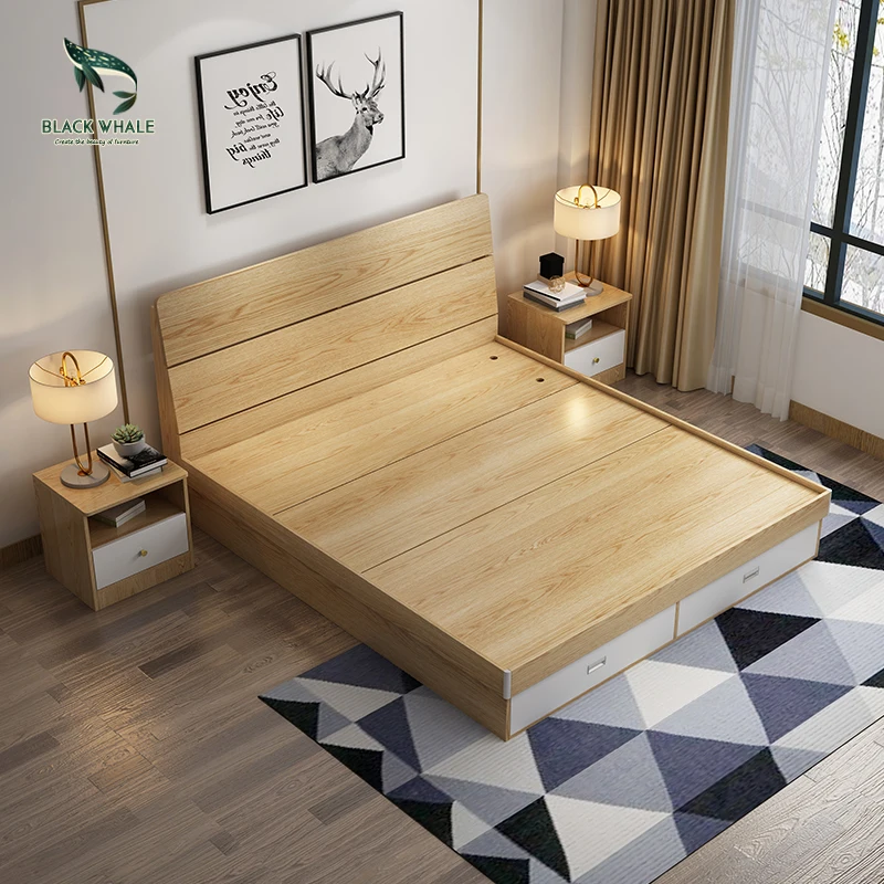 Современные односпальные и двухместные деревянные кровати с ящиками, наборы мебели для спальни в отеле