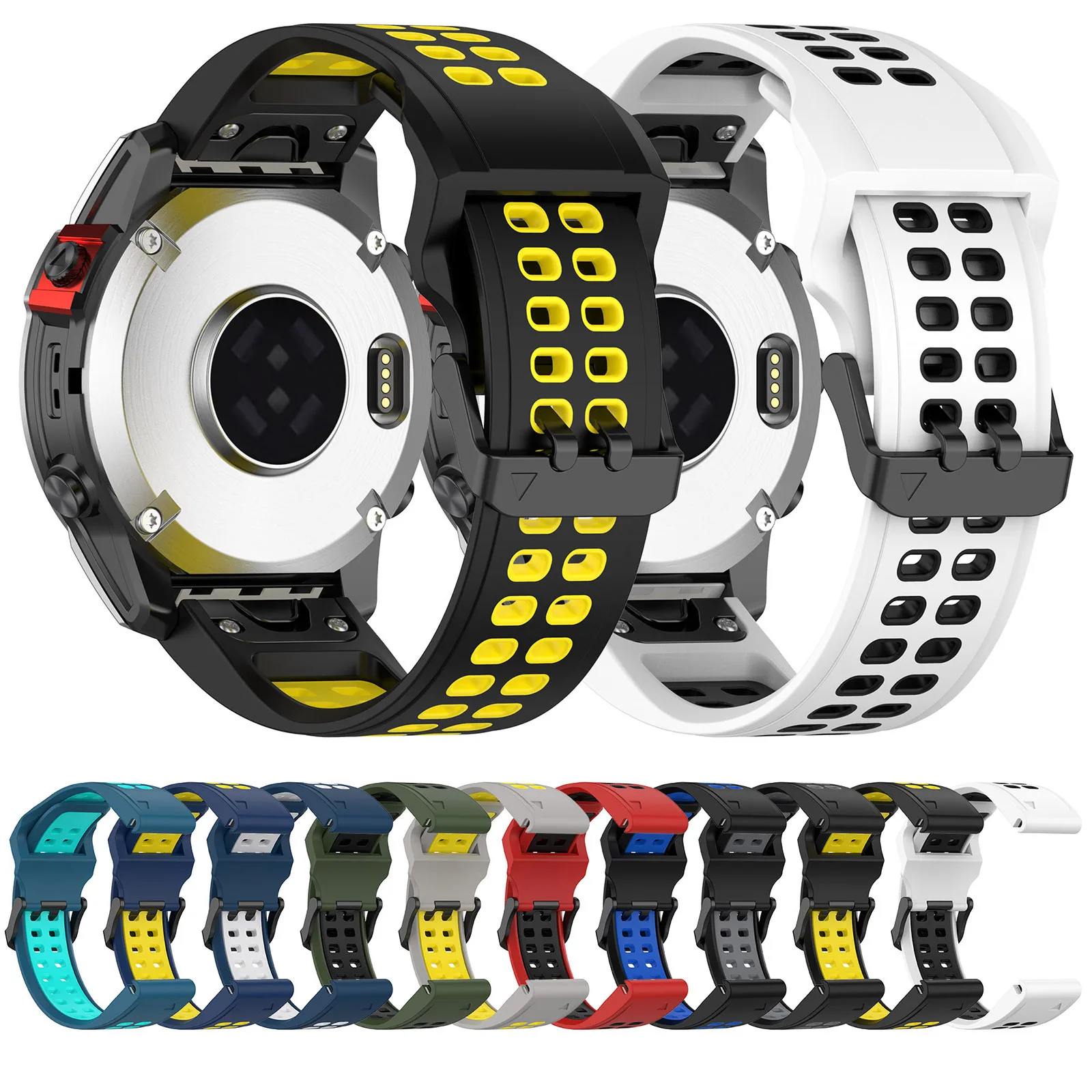Спортивный браслет Garmin 20 мм 22 26 из силиконовой резины для смарт-часов fenix 7s 6s 5s