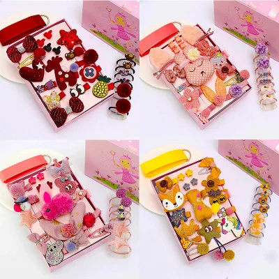 Cute cartoon hairpin headband 24 pcs/set baby girls gift kids accessories with exquisite packaging