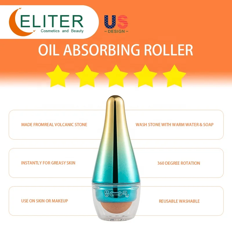 Eliter 2023 Hot Sell 3 In 1 Replaceable Portable Volcanic Oil Absorbing Roller Ice Roller Globe Jade Roller And Massager