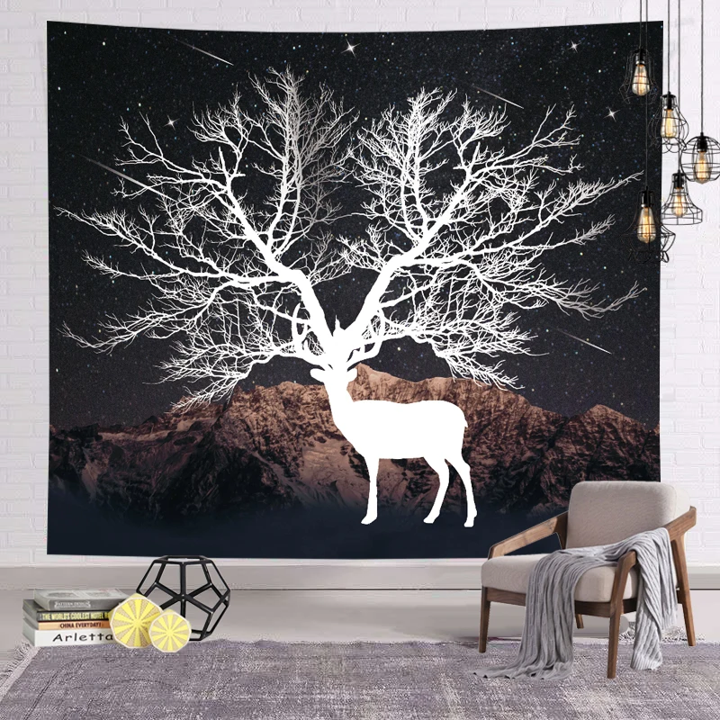 
Wholesale Custom Printed tapestry Luxury Starry elk sci-fi vision Print for living room 