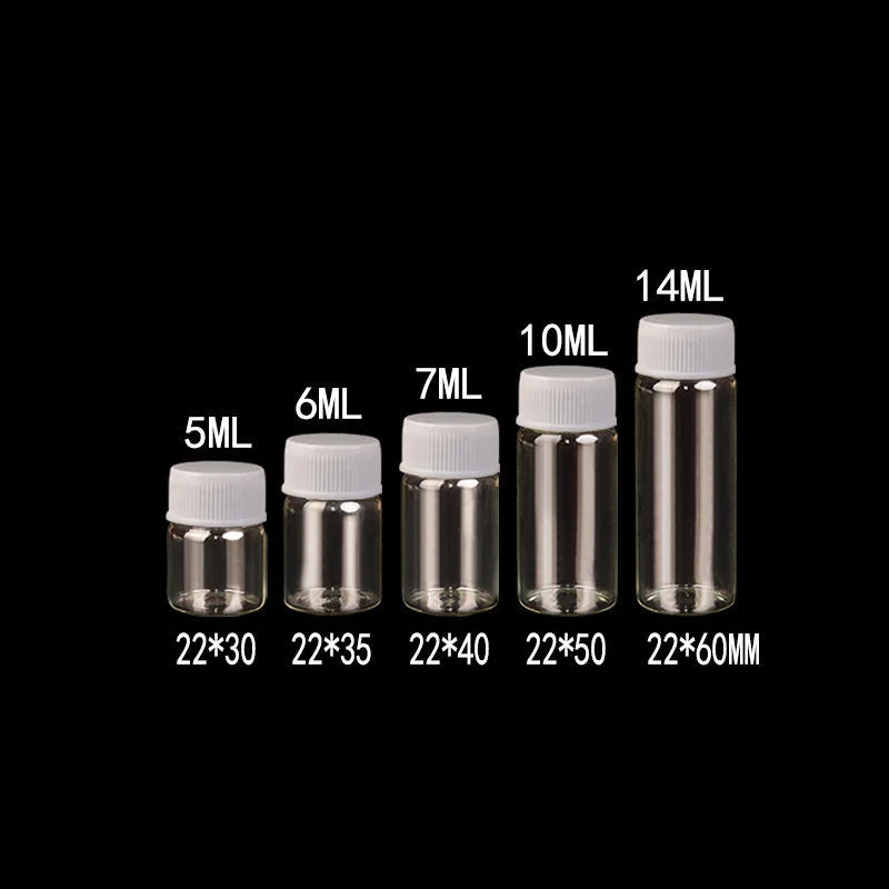 5ml 6ml 7ml 10ml 14ml Mini Clear Glass Bottle With Plastic Screw Cover Decorative Drift Bottles Large Inventory Free of Freight