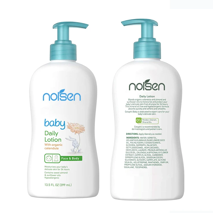 OEM baby daily lotion with organic calendula for face and body contains sweet almond and sunflower oils hypoallergenic