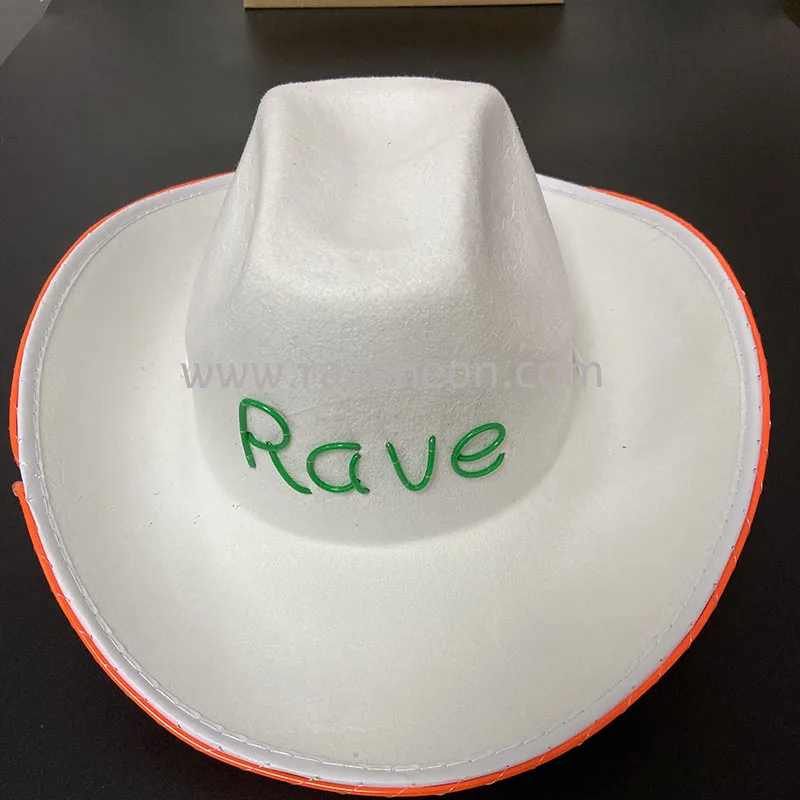 Rave neon 2021 High quality fiber optic Cowboy  hat  party supplies decorations