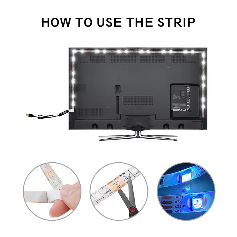  USB 5V 2M набор гибкая SMD 5050 RGB Светодиодная лента для телевизора дома декоративная