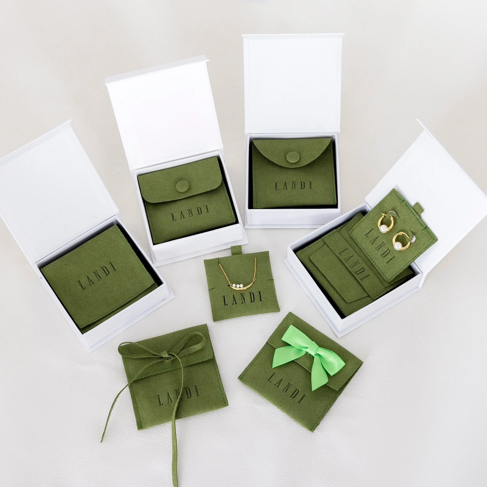 Factory Direct Suede Microfiber Green Sunglasses Pouch Jewellery Custom Packaging Jewelry Display Faux Suede Envelope Pouches