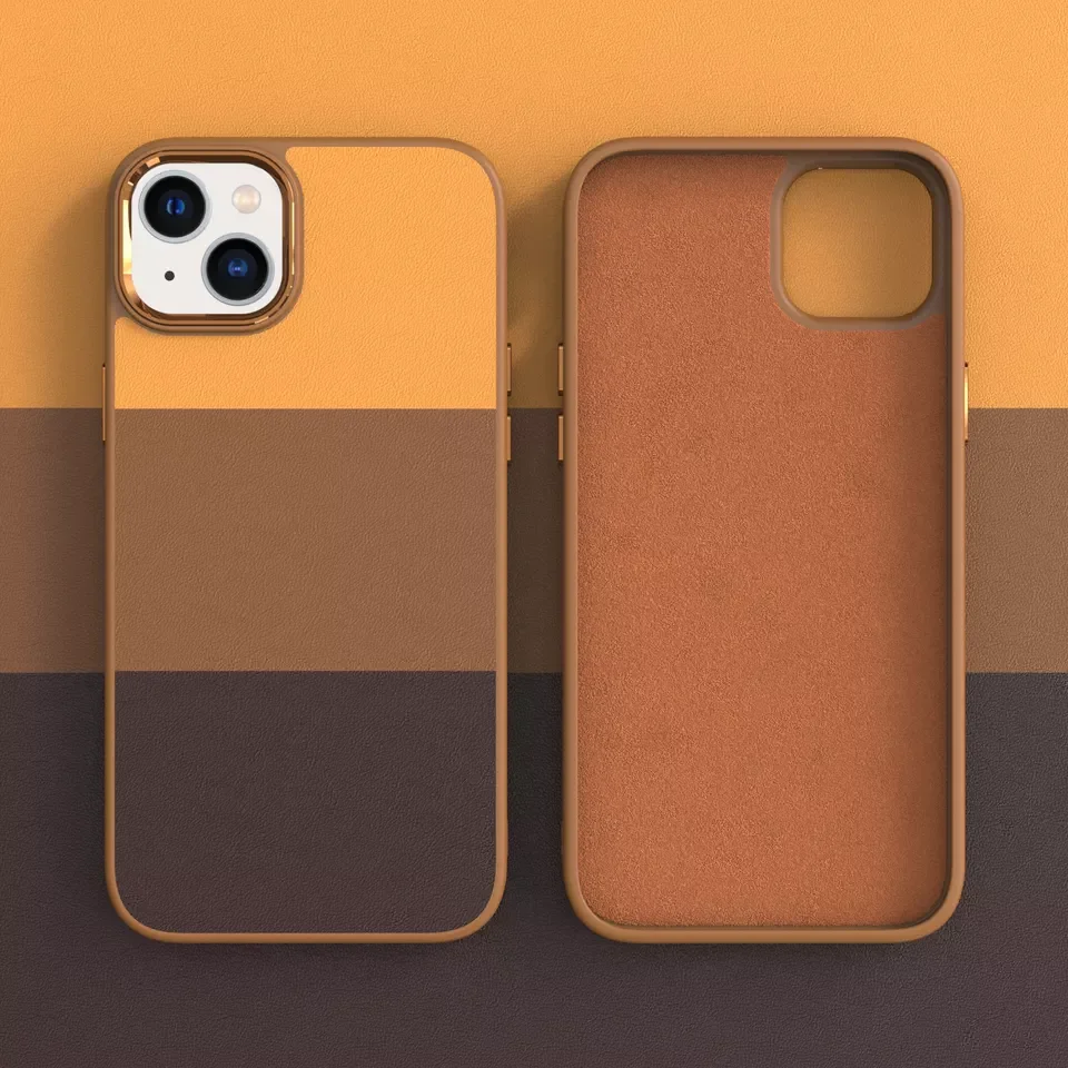 Luxury Silicone Leather Pu Metal Color Blocking Phone Cover Case For iPhone 7G 8G X XR XS 14 Plus 13 Pro Max 12 11