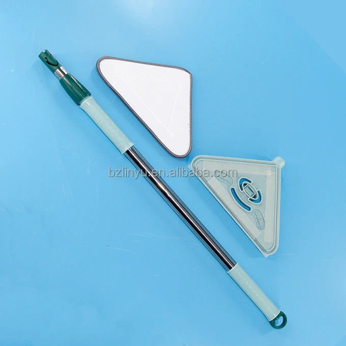 Floor window mop with adjust handle 360 Microfiber Duster Magic Flat Triangle Mop with Plastic Clean Scraper