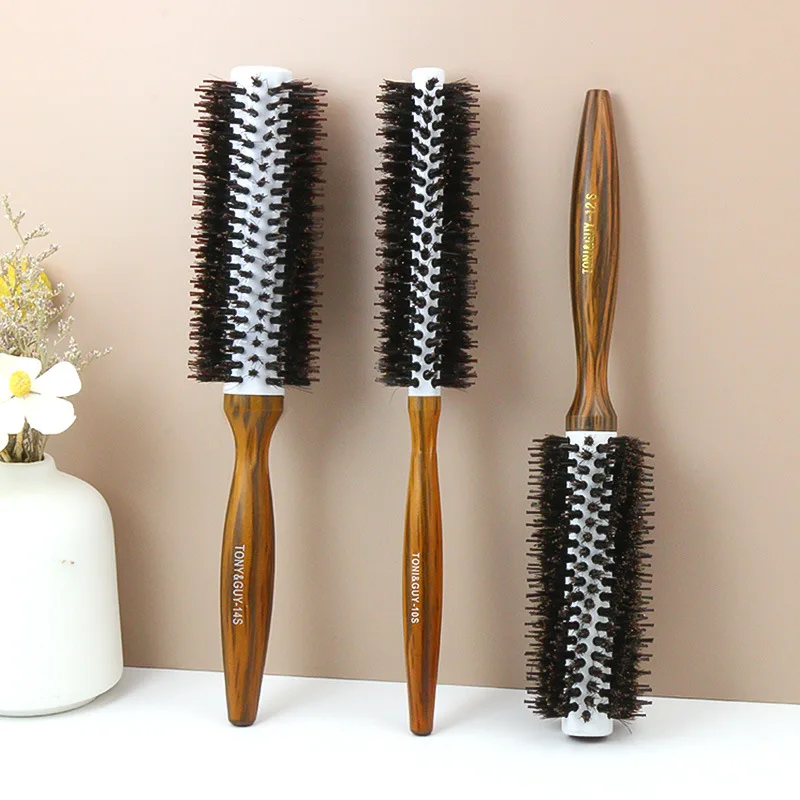 OEM Natural Wood Handle Hair Styling Tools Professional Salon Hair Brush Set Extra Long Roll Hair Brushes