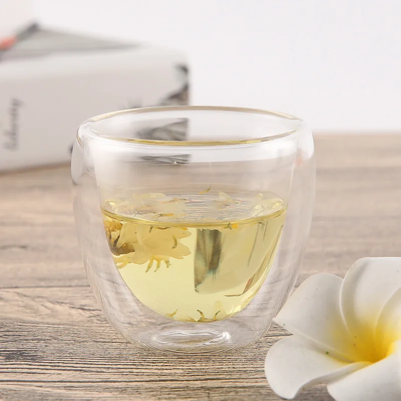 Multi-specification Insulated Double-layer Borosilicate Glass Tea Mugs White Custom Coffee Cups