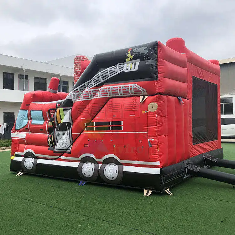 China Inflatables Manufacturer Commercial Fire Station Theme Amusement Park Bouncy House inflatable