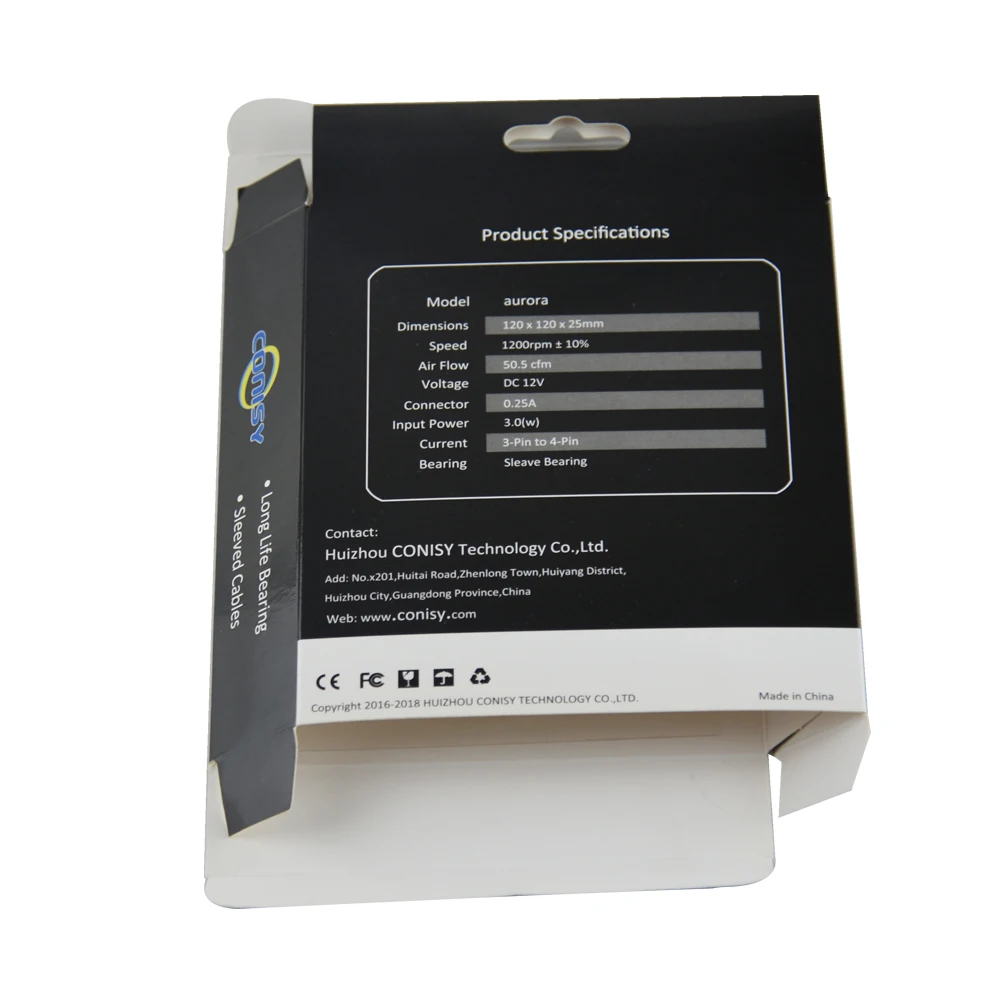 Custom Printing Card Paper Clear PET Window PC Case Airflow Cooling Fan Packaging Hanger Box with Blister Tray