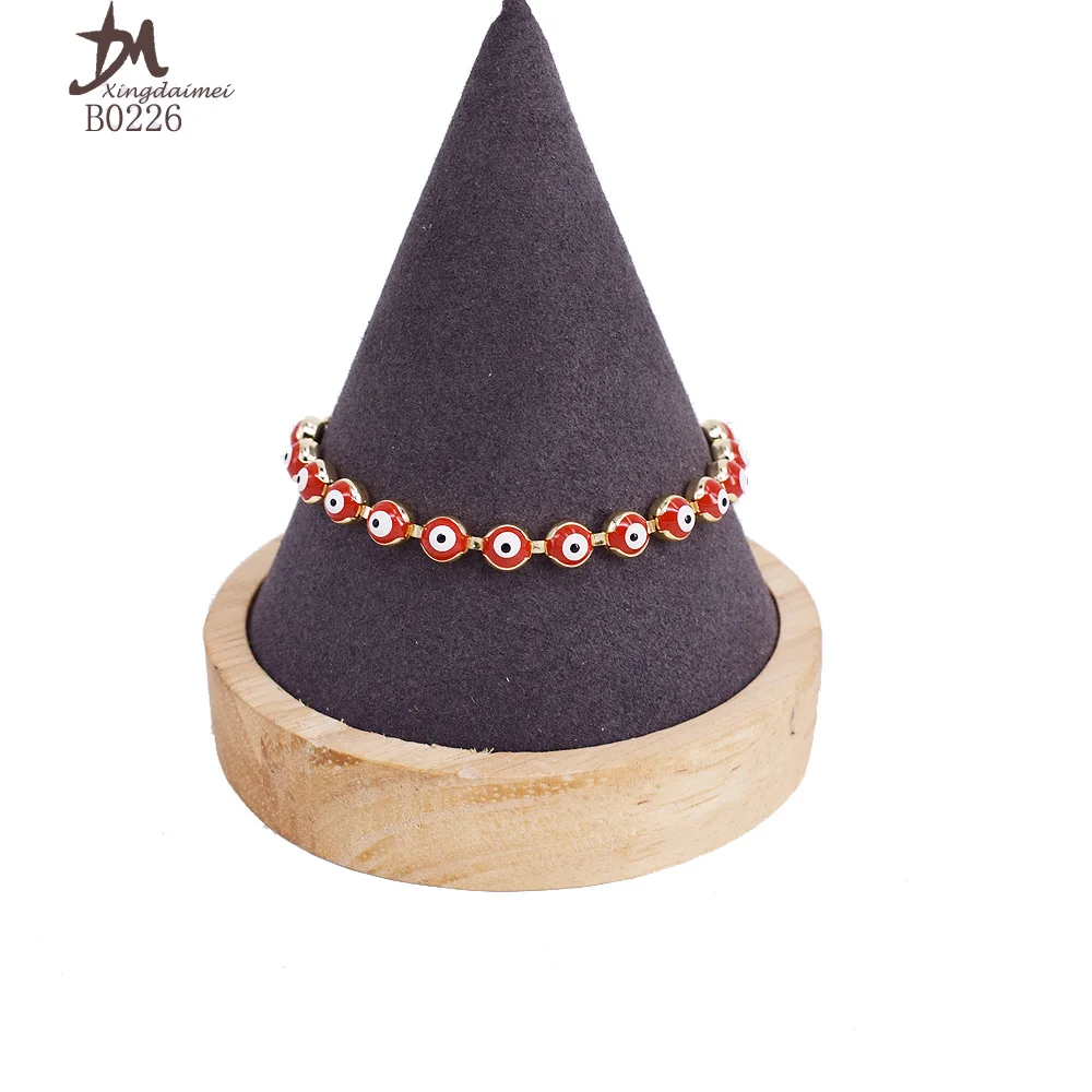 
B0226 Wholesale latest design bracelet bangle high quality 18K Real Gold plated Red eyes eye bracelet 