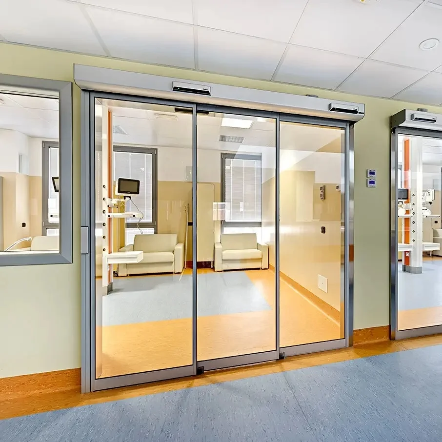 Commercial Exterior Hospital Fire Rated Automatic Sliding Aluminum Front Entrance Door
