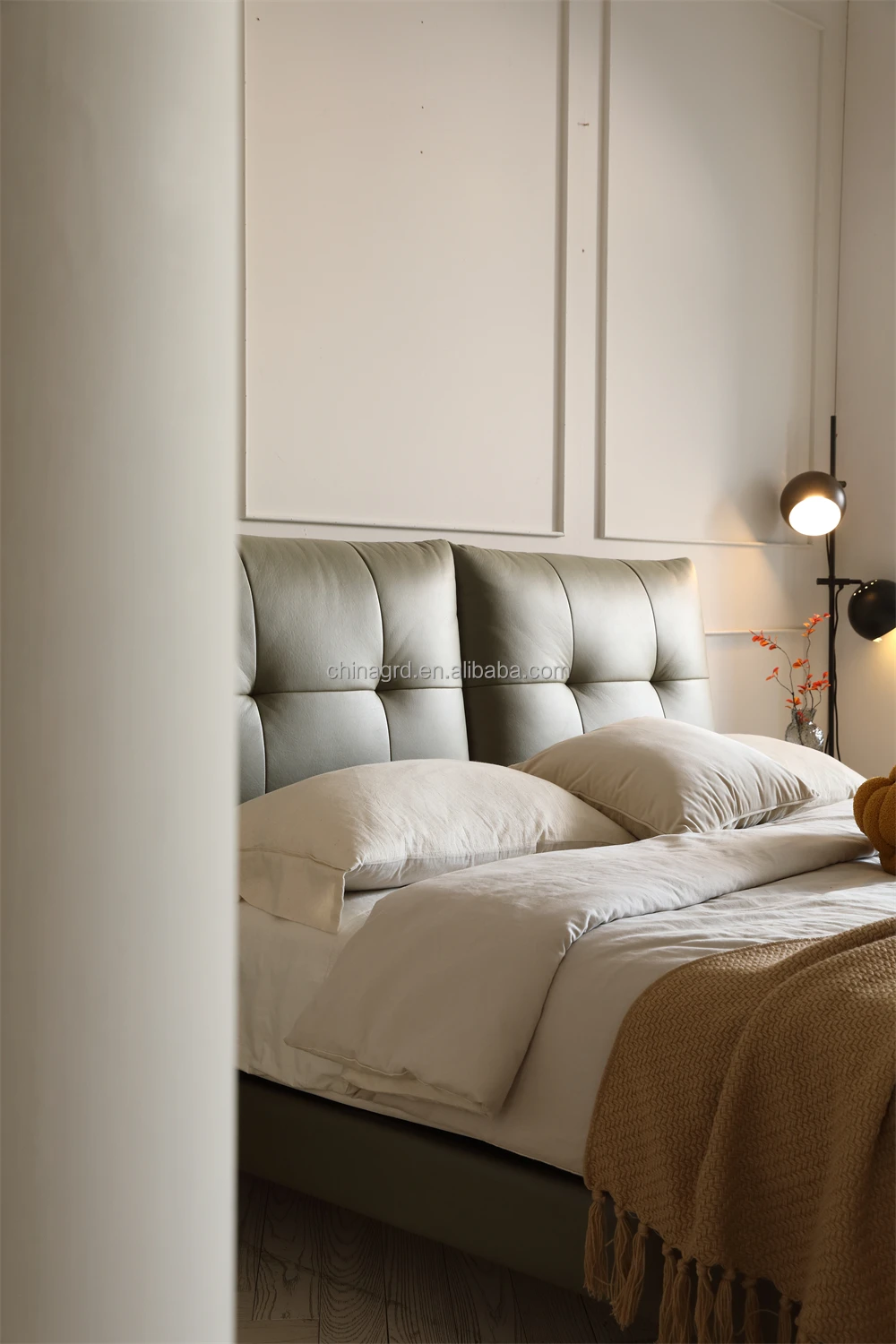 china latest design bed leather platform upholstered smart furniture bedding full bedrooms set for room