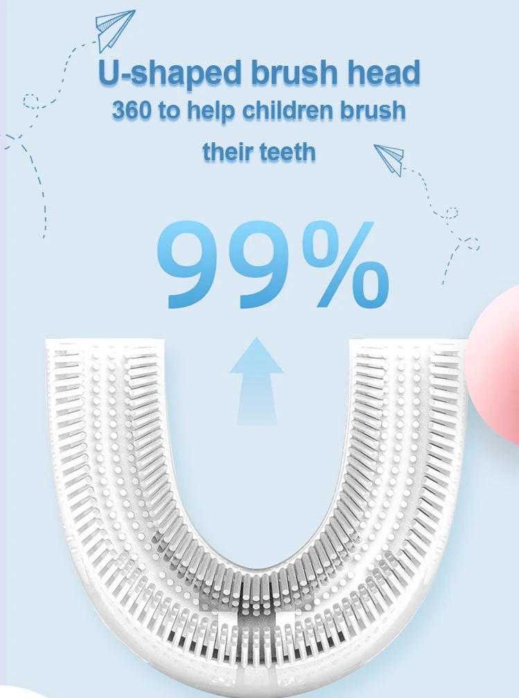 AIWO Drop Shipping Custom 360 U Shape Electronic Toothbrush For Children Fast Charge Cepillos De Dientes Para Ninos