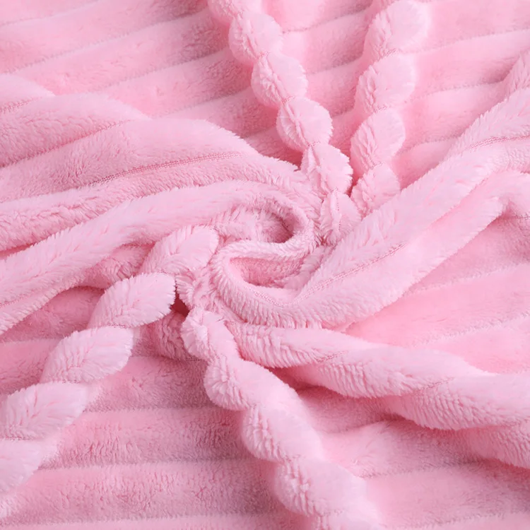 Super Soft Knitting Polyester Stripes Flannel Fleece Blanket Fabric