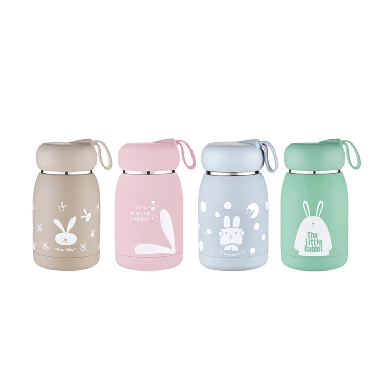Best Selling Products Creative Cartoon 320ml Insulation Vacuum flask 304 Stainless Steel Children Water Bottle With Handle Lid