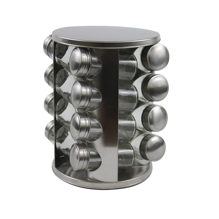 12 pieces Jar revolving spice rack Stainless Steel Rack Tower Organizer Rotating Spice Rack