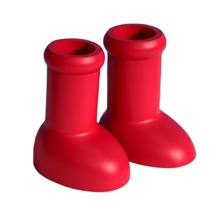 Большие красные детские сапоги с героями мультфильмов, уличные водонепроницаемые сапоги для мальчиков и девочек, дождевые сапоги