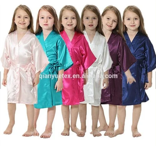 135 Colors Kids Princess Spa Robes Silk Satin Girls Wedding Party Birthday Gift