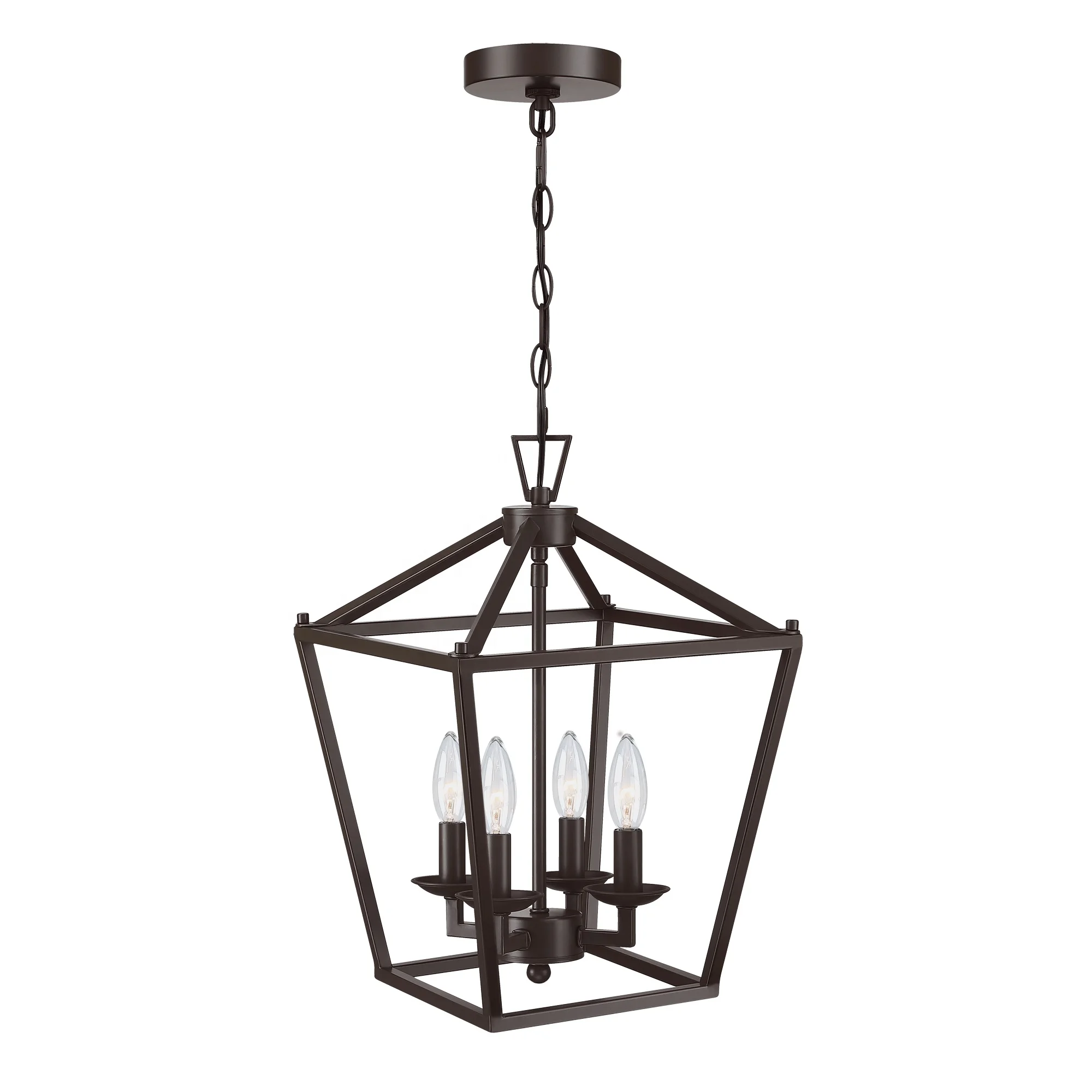 4-Light Bronze Farmhouse Lantern Modern Chandelier Light Fixture chandeliers & pendant lights farmhouse