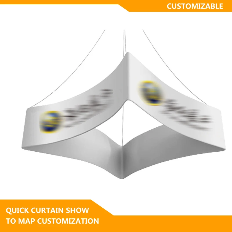 Aluminum Tube Tension Fabric Advertising Circle ed Lightbox Ceiling Hanging Banner For Trade Show