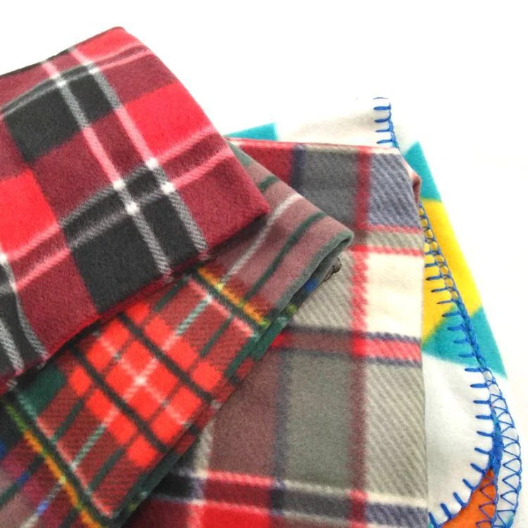 Custom 100% Polyester Plaid Throw Blanket Printed Polar Fleece Blanket For Sofa