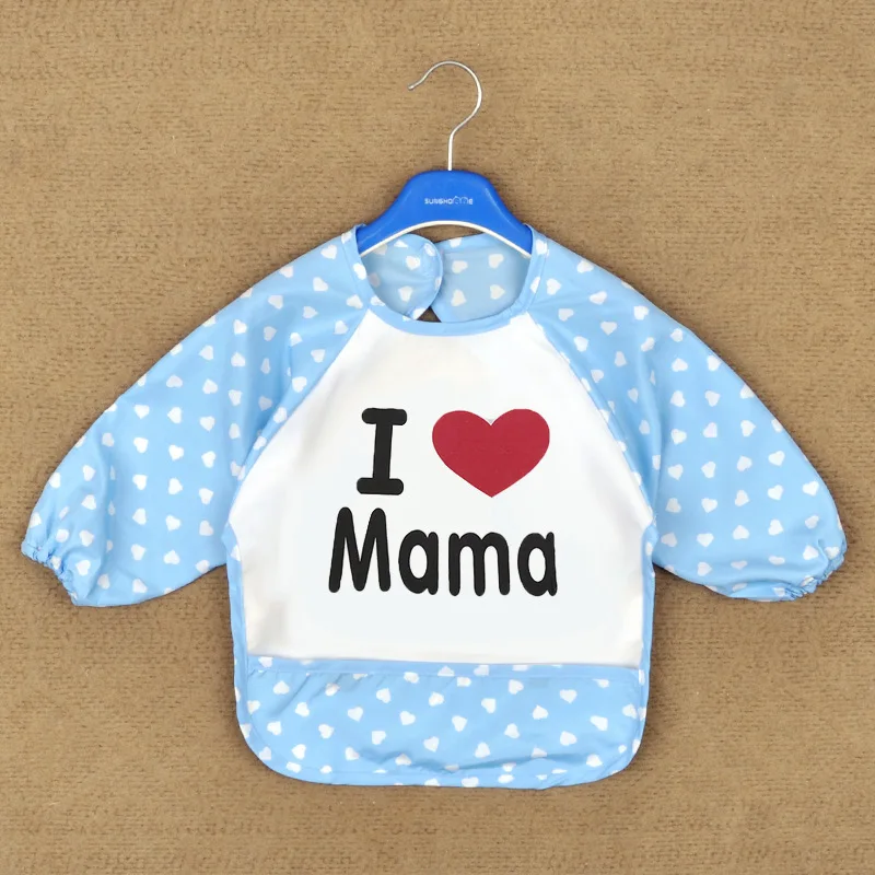 wholesale 0-3 years overall printed tie baby bibs long sleeves waterproof baby messy play apron