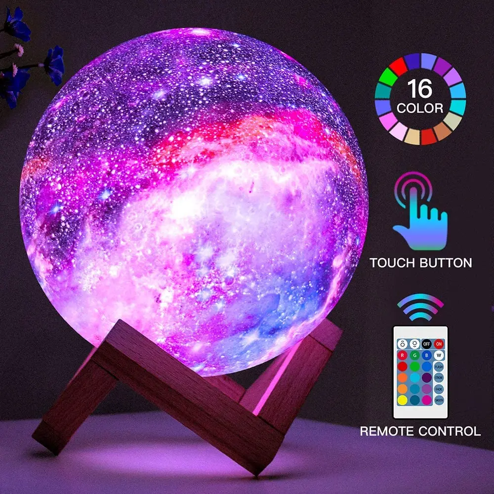 Festival PLA Led Night Light Table Light Remote Control 16 Colors 3D Moon Lamp Customized Big Floating For Christmas Gift Kids