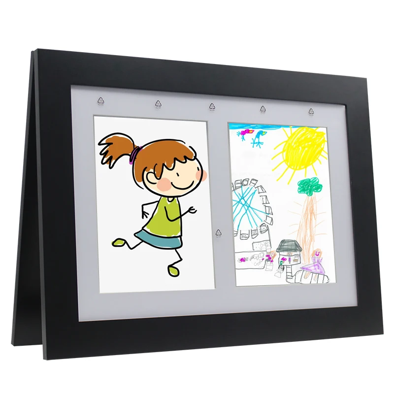 Wall Hanging Art Frame Kids Solid Wood Black Kids Art Display Frame Front Open Large-size Magnetic Shadow Box Kids Art Frame