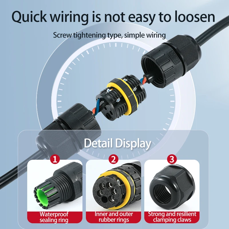 IP68 waterproof connector M25 underwater connector buried wire joint three-way straight through cable terminal post 2-core
