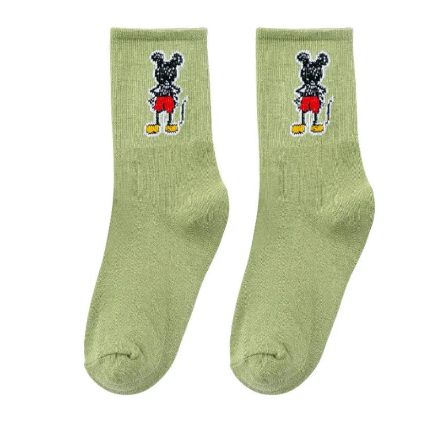 
Дизайнерские носки, модные носки с мультяшным рисунком в Корейском стиле, с японским цветком, радужным диким сеточным рисунком, красные спортивные носки на заказ 