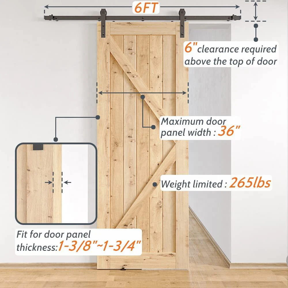 Hidden Concealed Wardrobe Cabinet Barn Door Rail Track Roller Set Heavy Duty Rustic Sliding Barn Door Hardware
