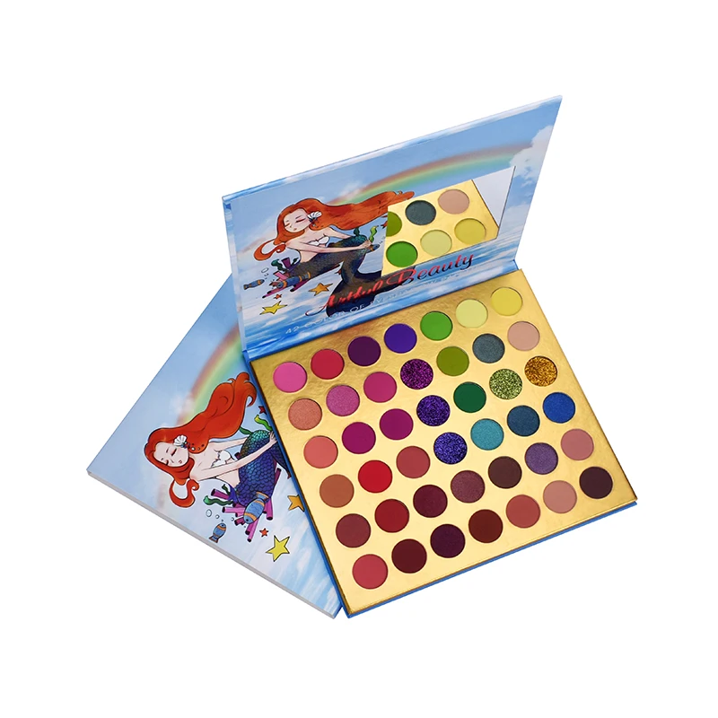 
42 Colors Mermaid Pigmented Eyeshadow Palette OEM Eyeshadow Waterproof Private Label Cosmetics 