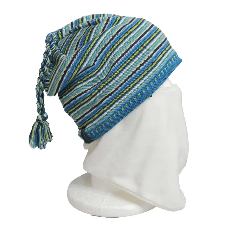 Custom Logo Acrylic Knitted Winter Hats Custom Striped Beanie Kids Stripe Hats