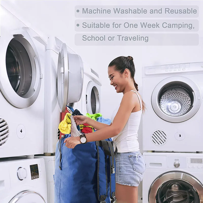 Custom jumbo travel laundry drawstring backpack bag dirty clothes storage organizer hamper bag  for camping dorm room
