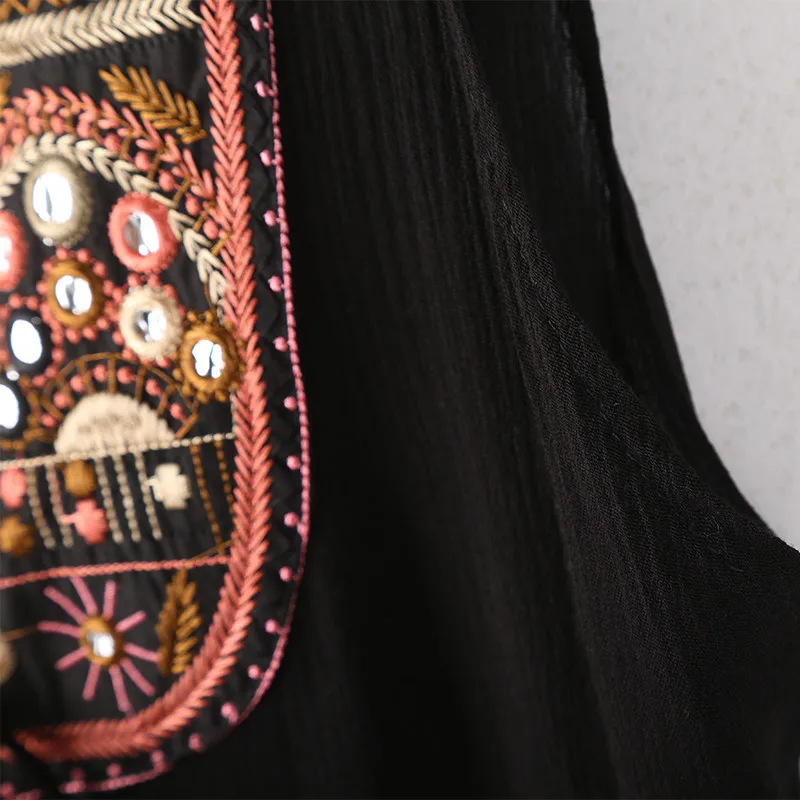 Long Beach chiffon shawl embroidered sequins and feathers