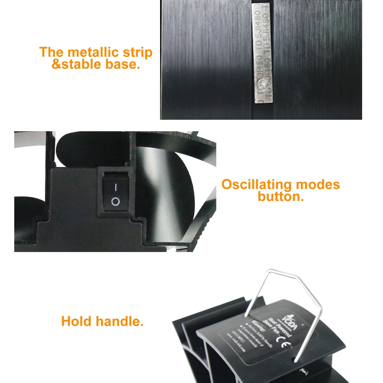 Oscillating Wood Stove Fan Fireplace Fan for Warm Air Saving Furnace Air Blower for  Wood log Burner