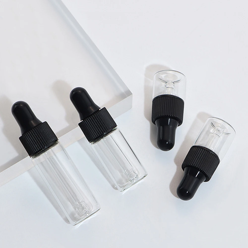 Chizikon Clear Glass Bottle Dropper Luxury 4ml Glass Dropper Bottles with crystal clear collar for Serum Essential oil